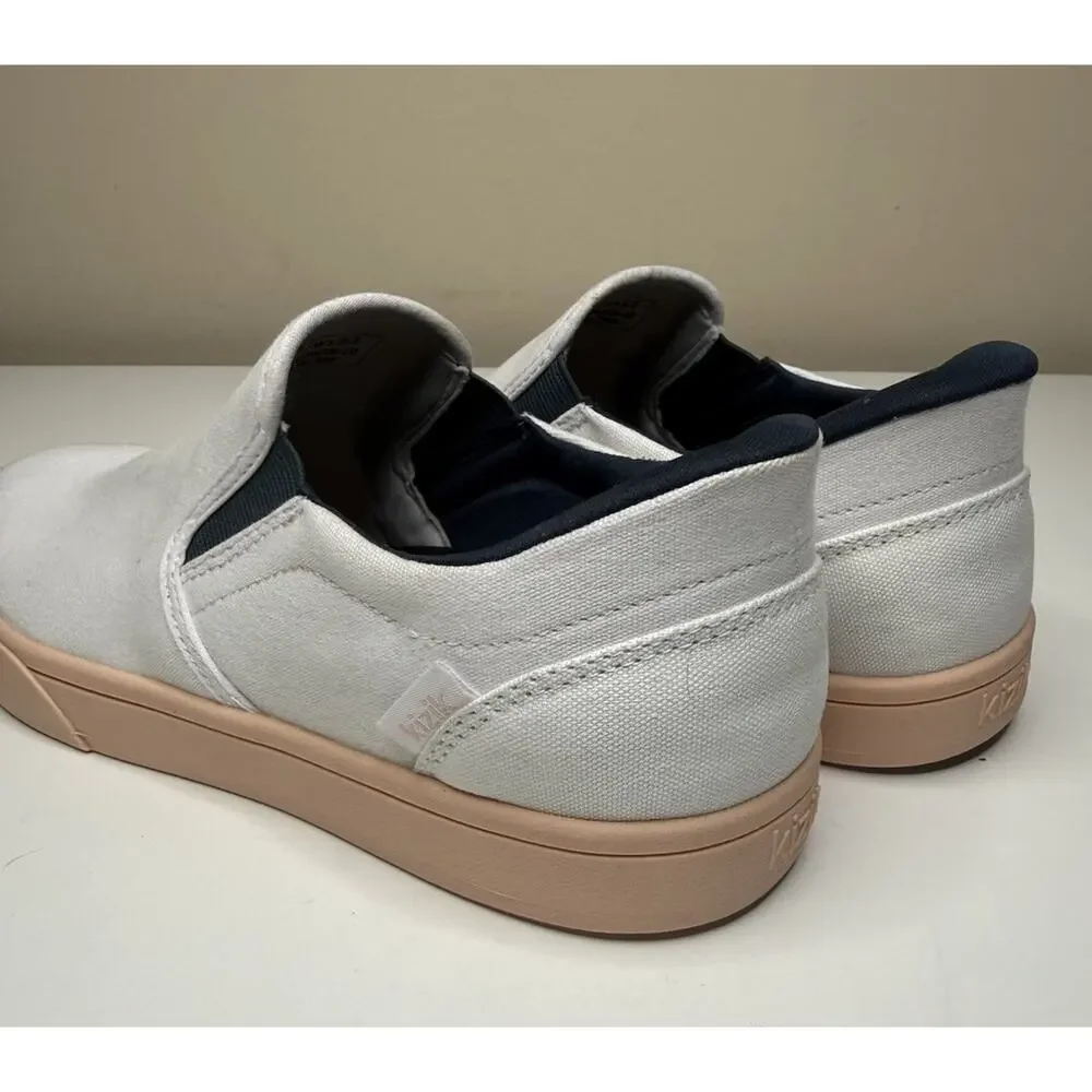 Kizik Venice Sneaker Unisex Womens 8.5 Mens 7 White Canvas Slip On Casual Loafer